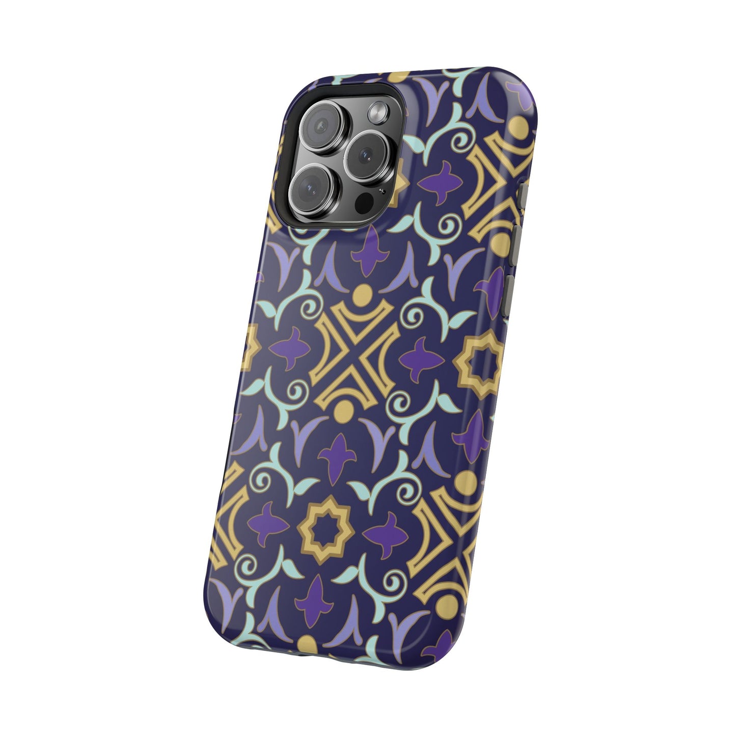 Geometric Purple and Gold Design Iphone Magnetic Tough Case