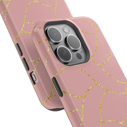 Pink and Gold Geometric  Design - Iphone Magnetic Tough Case