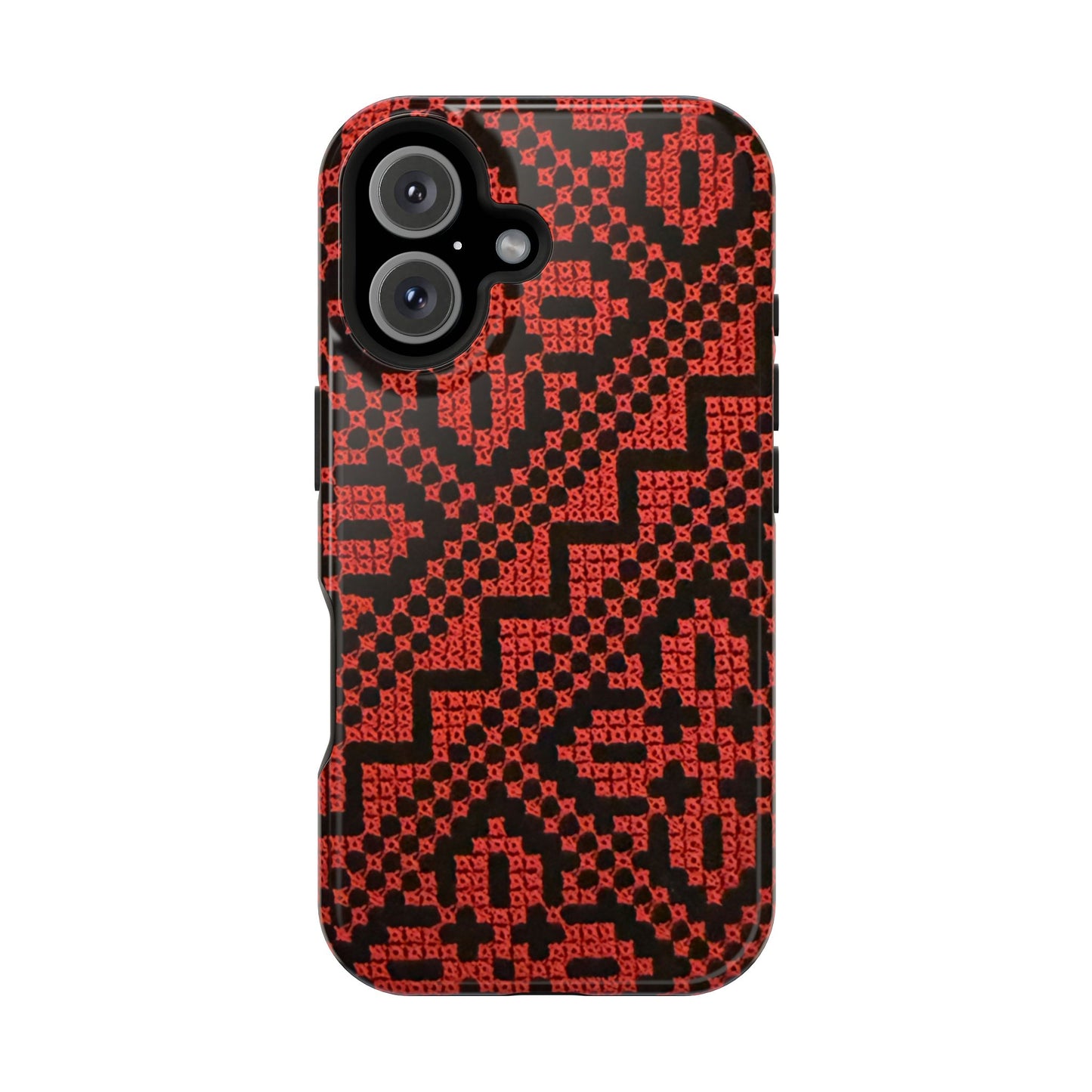 Red and Black Tatreez Design - Iphone Magnetic Tough Case