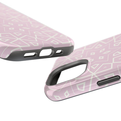 Pink and White Geometric Design Iphone Magnetic Tough Case