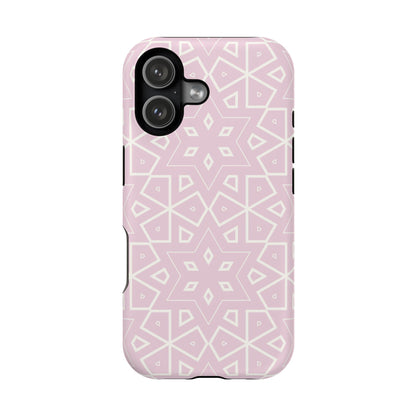 Pink and White Geometric Design Iphone Magnetic Tough Case