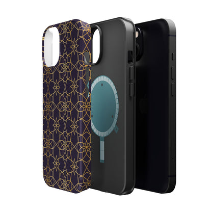 Gold and Purple Geometric Design Iphone Magnetic Tough Case