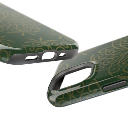 Gold and Green Flowery Design - Iphone Magnetic Tough Case