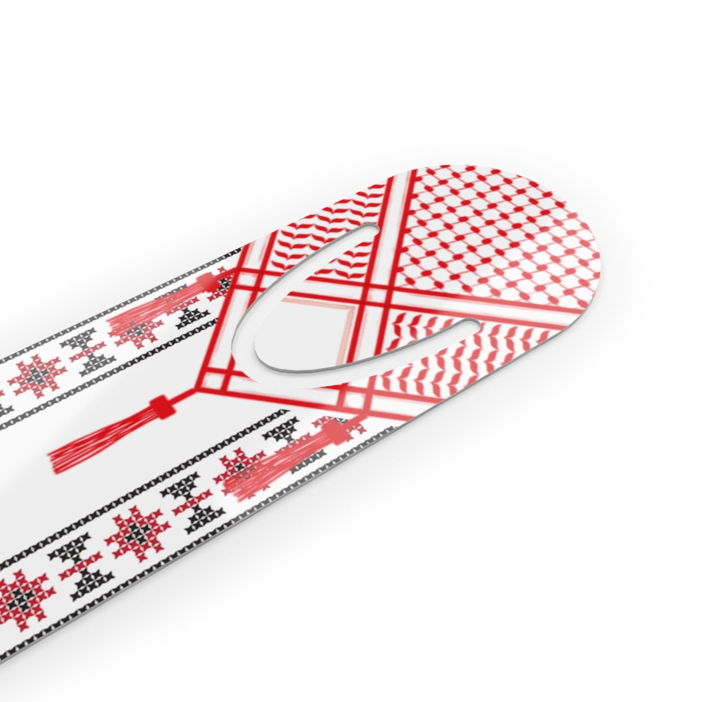 Red and White Shmagh Bookmark - Stylish Metal Page Holder