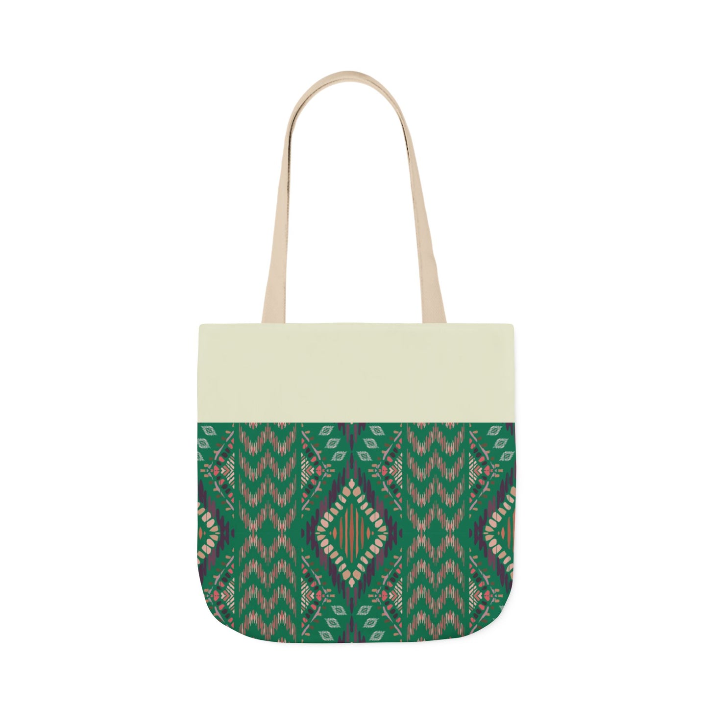 Green Emerald geometric Designs  Tote Bag, 3-Color Straps
