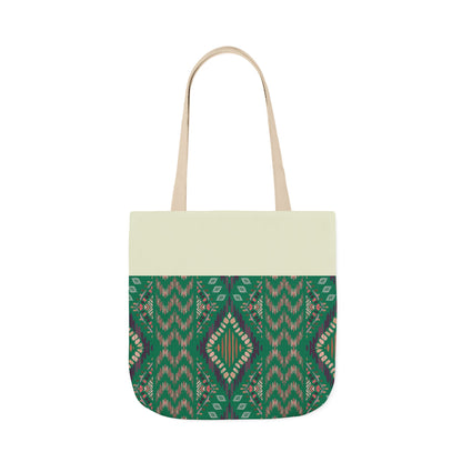 Green Emerald geometric Designs  Tote Bag, 3-Color Straps