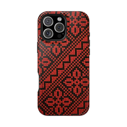 Red and Black Tatreez Design - Iphone Magnetic Tough Case