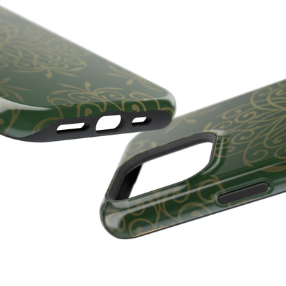 Gold and Green Flowery Design - Iphone Magnetic Tough Case