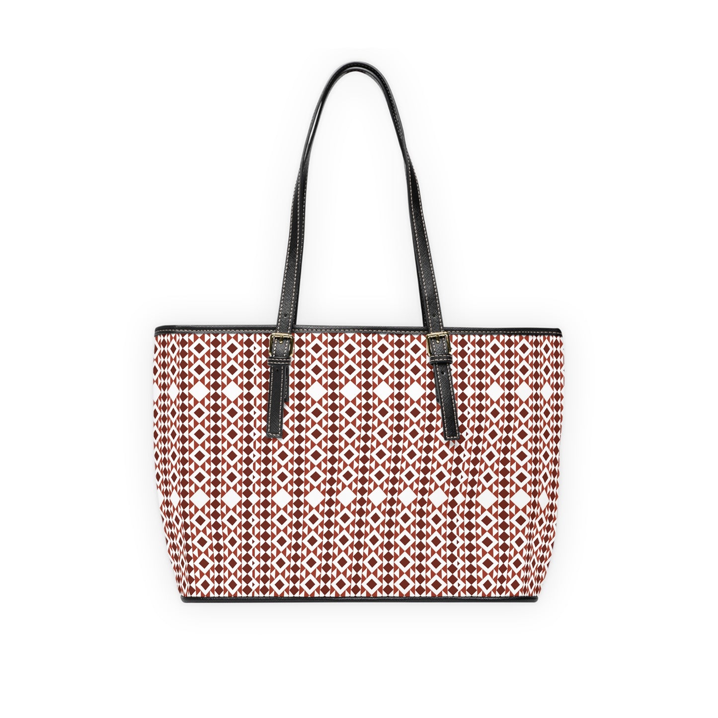 Geometric Red and White Pattern Leather Shoulder Bag
