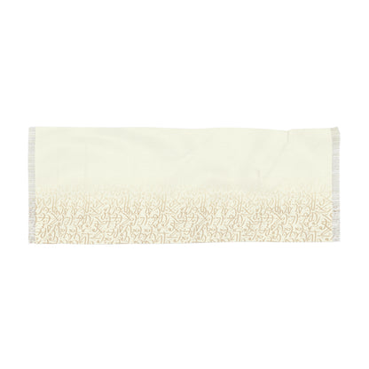 White and Gold Arabic Calligraphy Elegant Light Scarf - Perfect for All Seasons