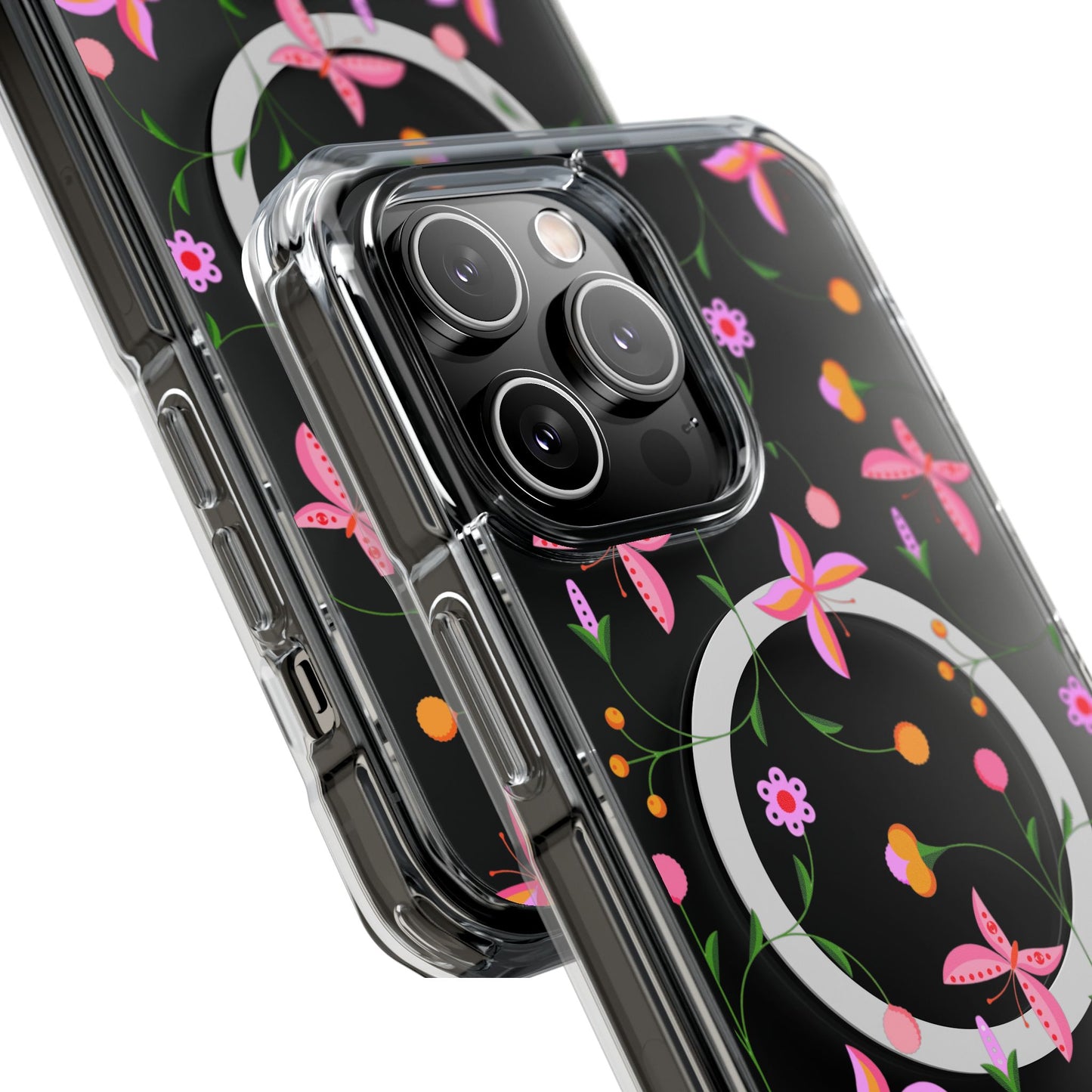Pink Floral Garden  MagSafe Clear Phone Case