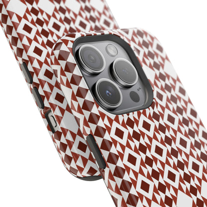 Red and White geometric Design Iphone Magnetic Tough Case