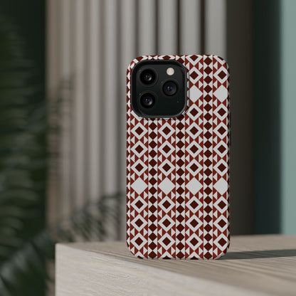 Red and White geometric Design Iphone Magnetic Tough Case