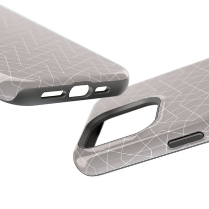 Beige and white geometric  Design - Iphone Magnetic Tough Case