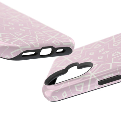 Pink and White Geometric Design Iphone Magnetic Tough Case