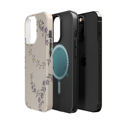 Purple Floral Design - Iphone Magnetic Tough Case