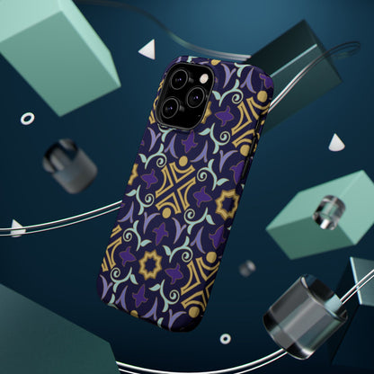 Geometric Purple and Gold Design Iphone Magnetic Tough Case