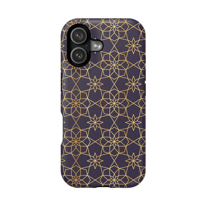 Gold and Purple Geometric Design Iphone Magnetic Tough Case