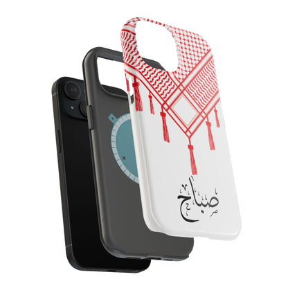 Personalized Arabic Calligraphy - Iphone Magnetic Impact-Resistant Phone Case - Red and White Shmagh Design