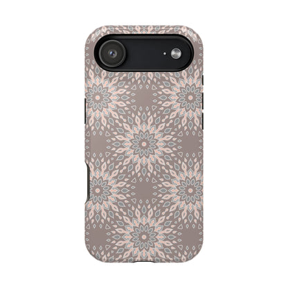 Beige Floral Design - Iphone Magnetic Tough Case