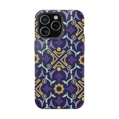 Geometric Purple and Gold Design Iphone Magnetic Tough Case