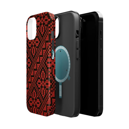 Red and Black Tatreez Design - Iphone Magnetic Tough Case