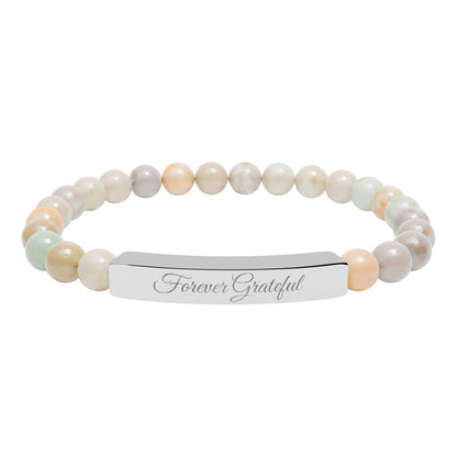 “Forever Grateful” Engraved -Natural Stone Bracelet