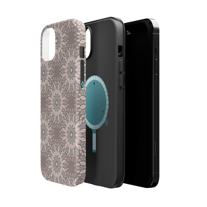 Beige Floral Design - Iphone Magnetic Tough Case