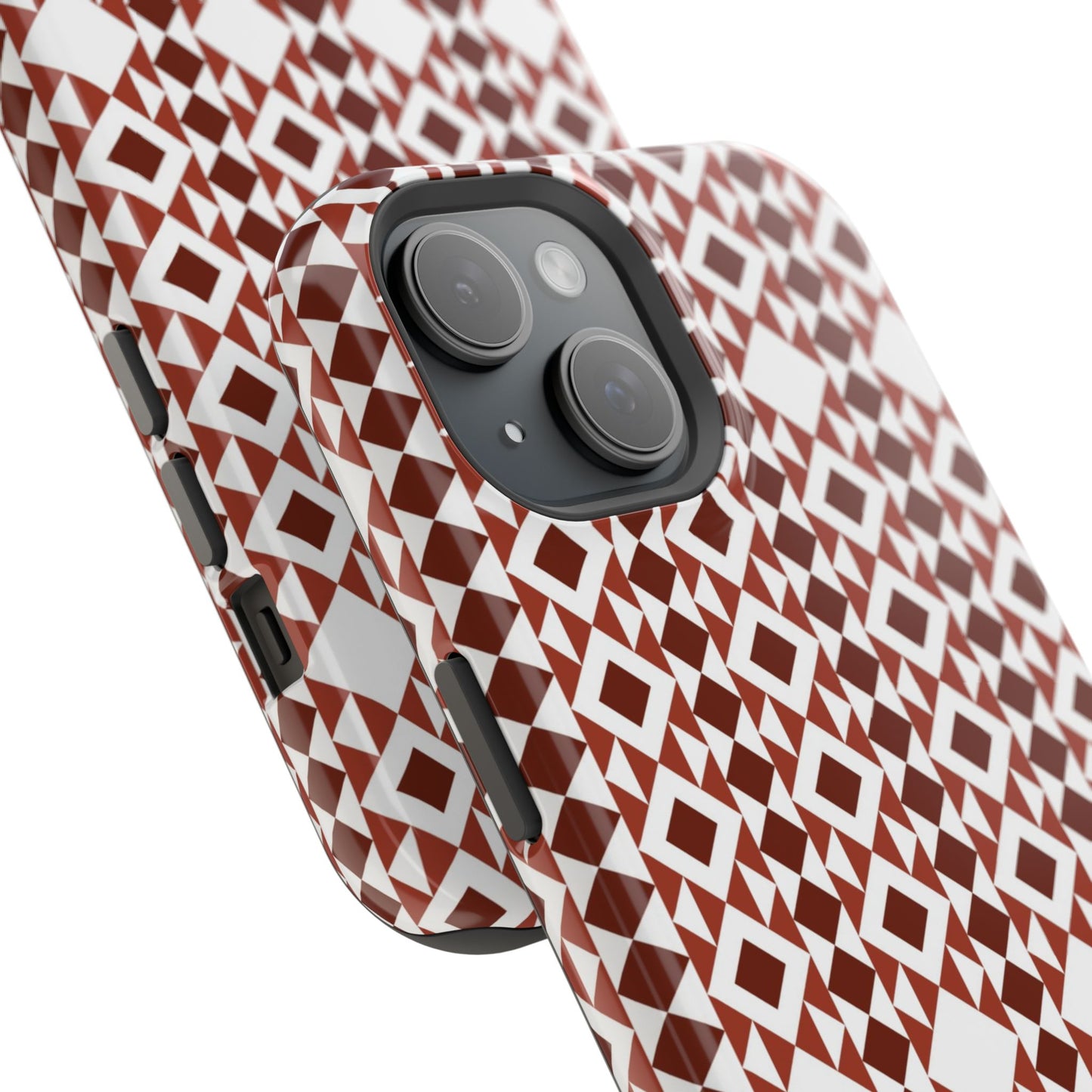 Red and White geometric Design Iphone Magnetic Tough Case