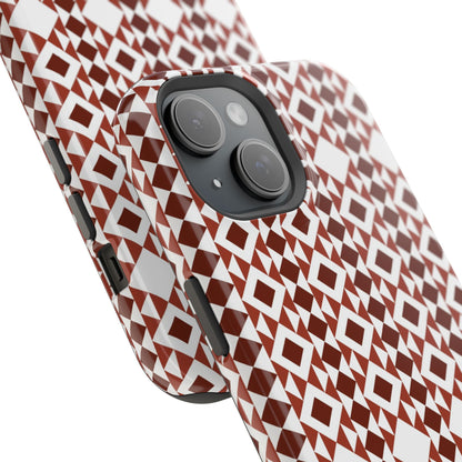 Red and White geometric Design Iphone Magnetic Tough Case