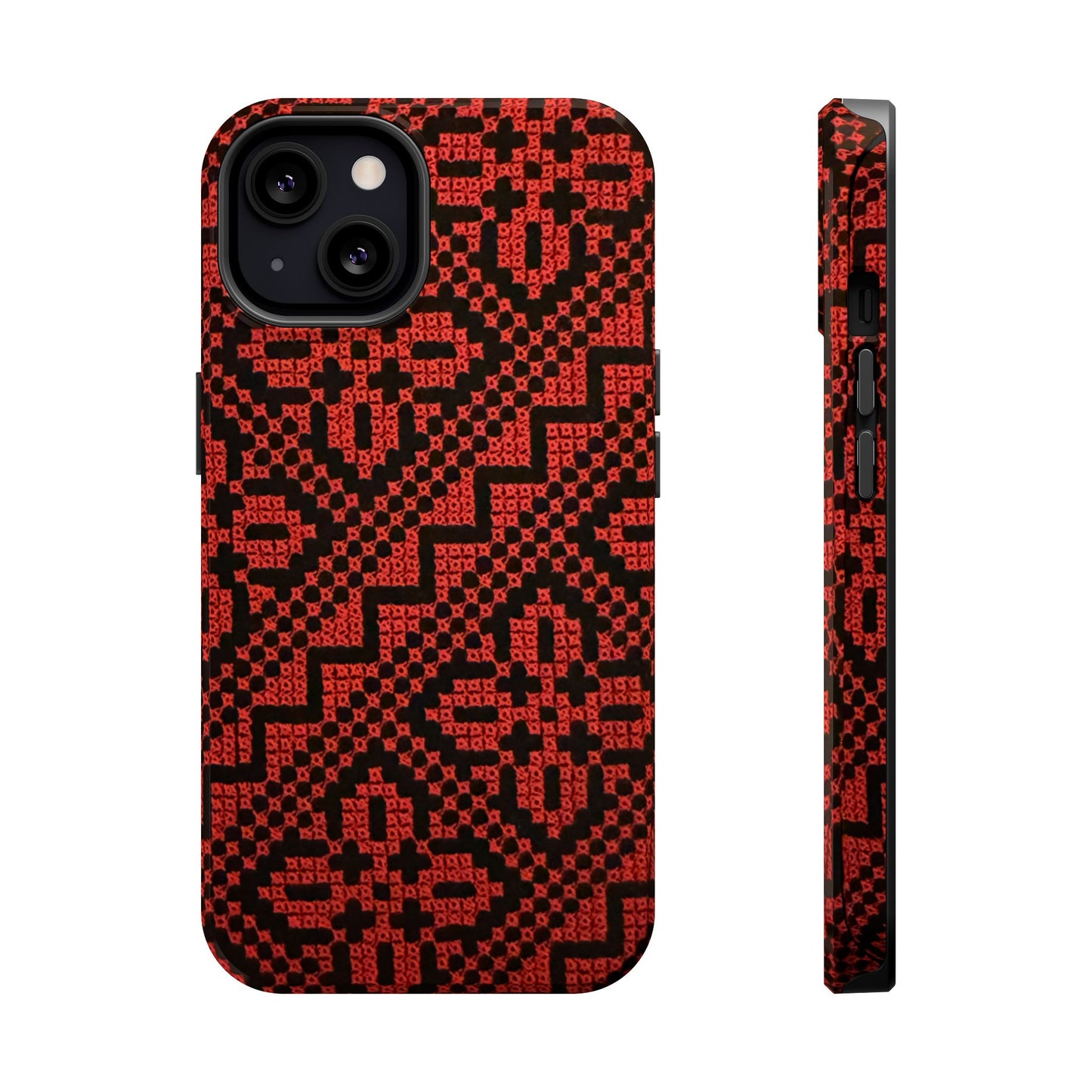Red and Black Tatreez Design - Iphone Magnetic Tough Case