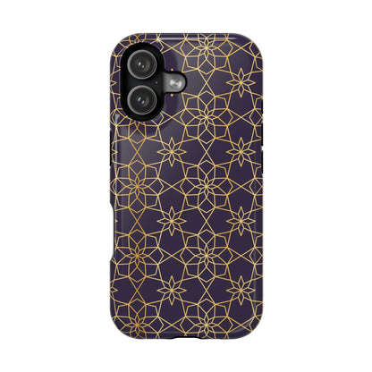 Gold and Purple Geometric Design Iphone Magnetic Tough Case
