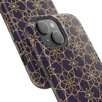 Gold and Purple Geometric Design Iphone Magnetic Tough Case