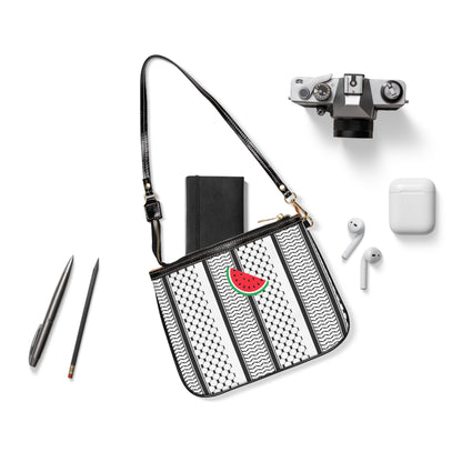 Black and White Kufi Shoulder Bag — Small Leather Crossbody Purse