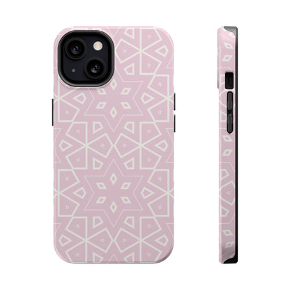 Pink and White Geometric Design Iphone Magnetic Tough Case