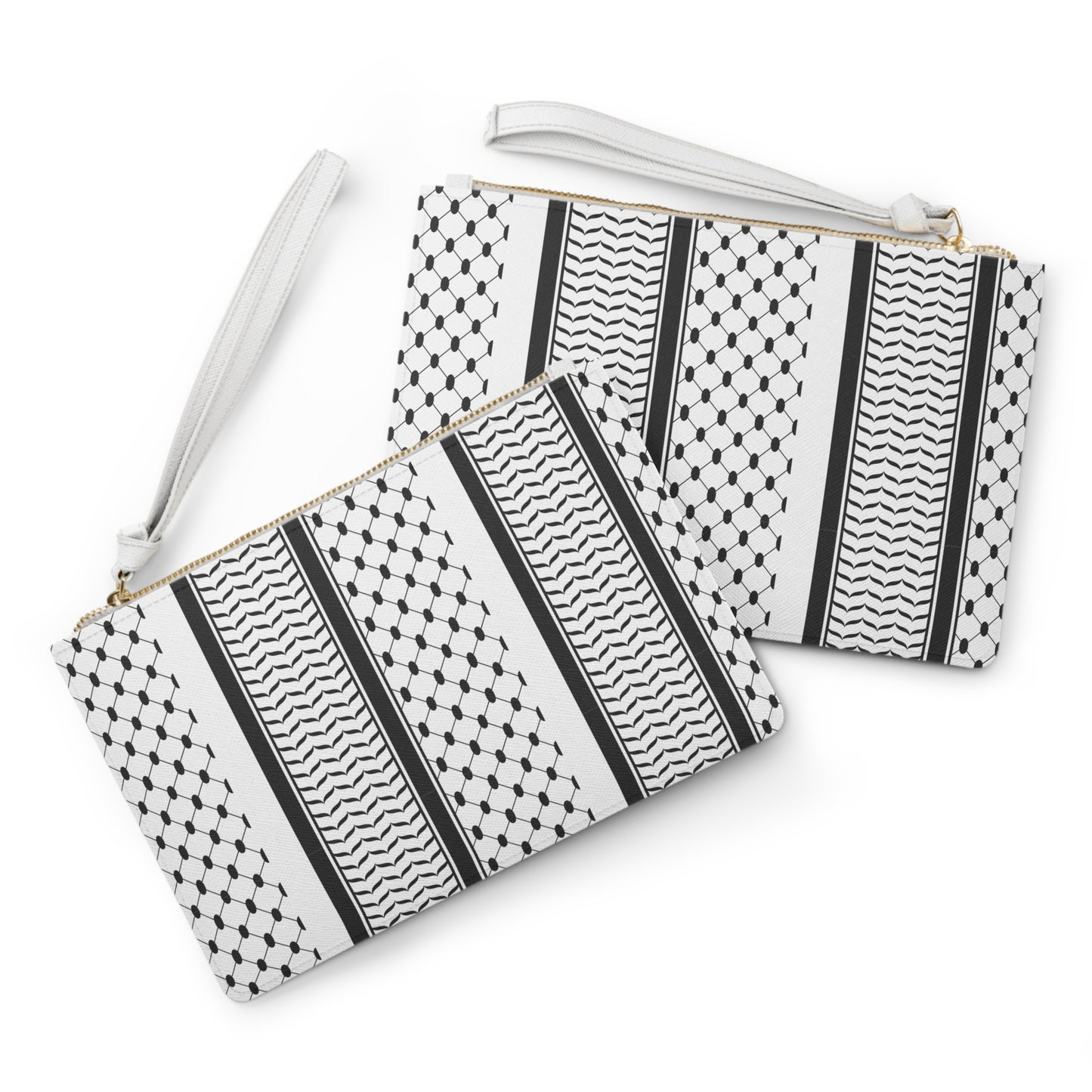 Large* Black and White Hattah Themed Clutch Bag, Stylish Purse
