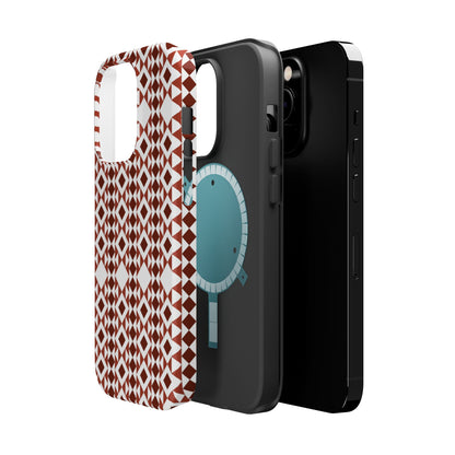 Red and White geometric Design Iphone Magnetic Tough Case