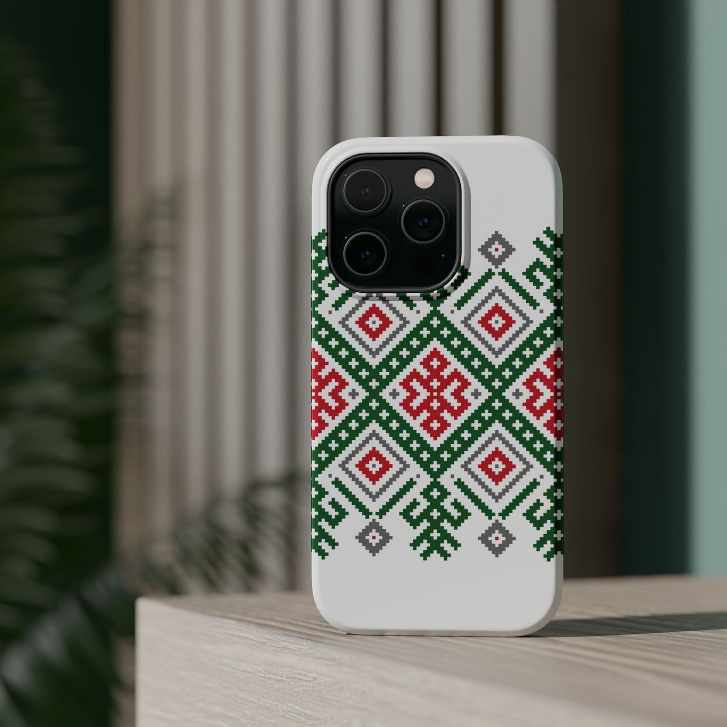 Red white Green and Black  Geometric Design Iphone Magnetic Tough Case