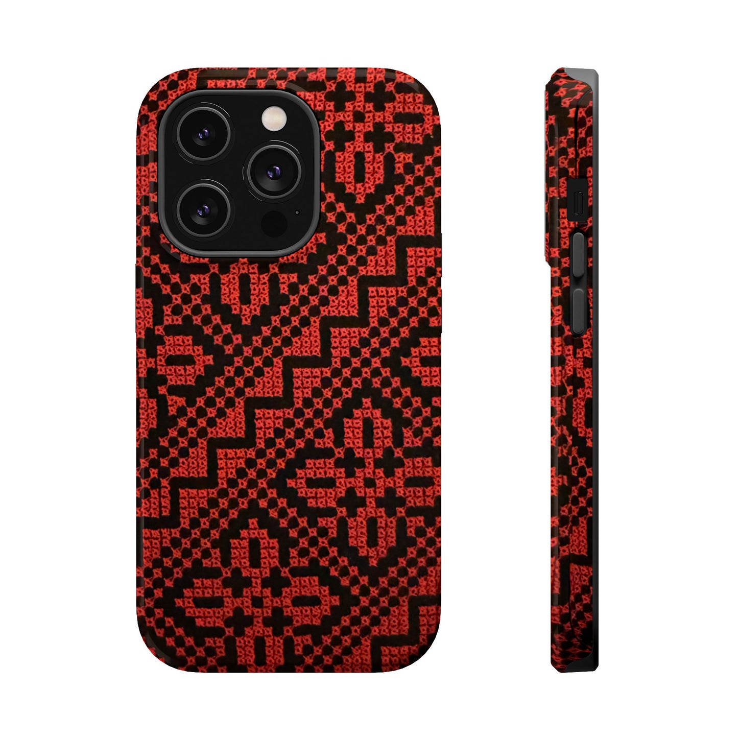 Red and Black Tatreez Design - Iphone Magnetic Tough Case