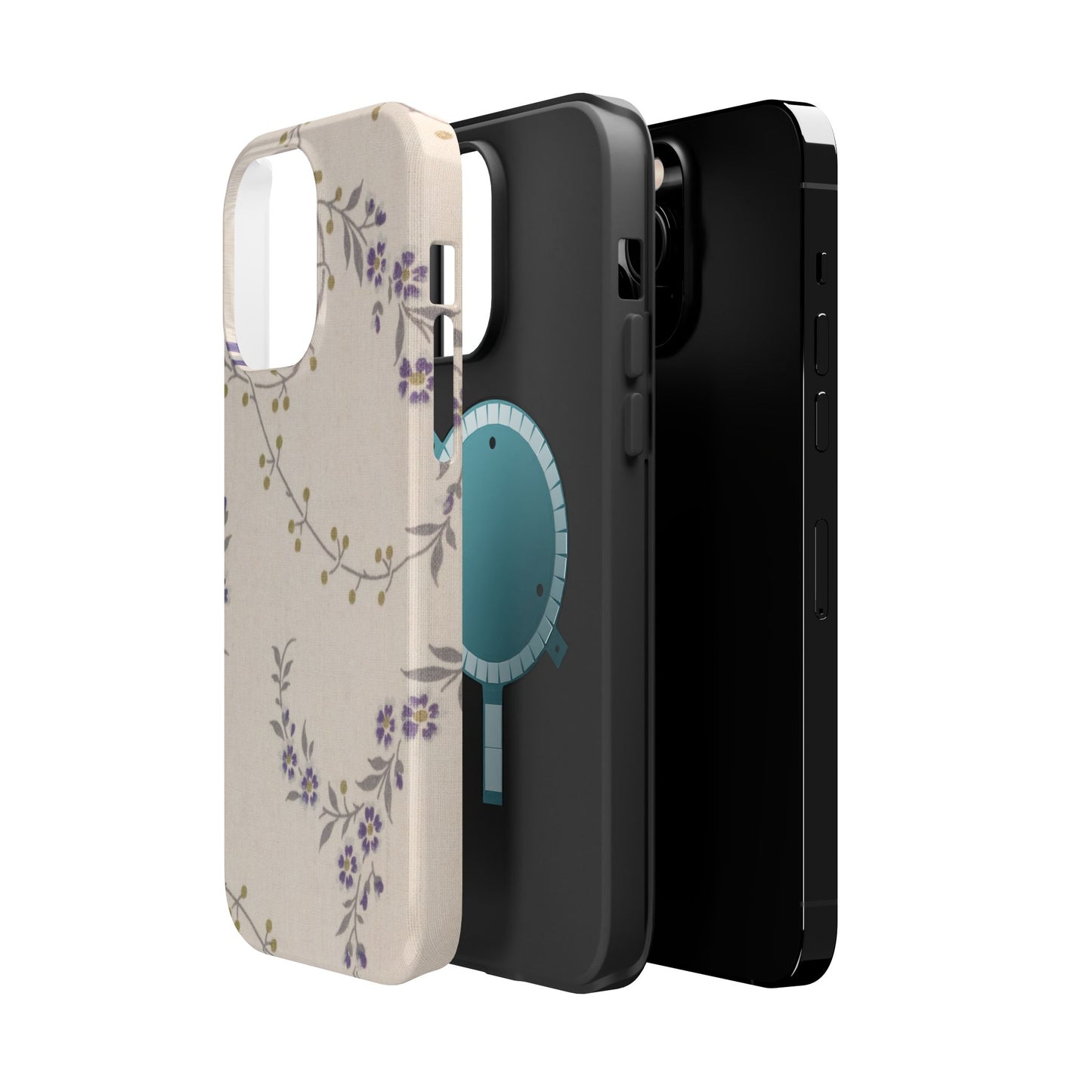 Purple Floral Design - Iphone Magnetic Tough Case