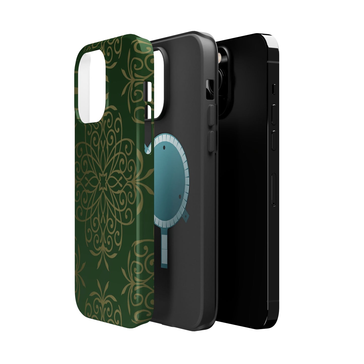Gold and Green Flowery Design - Iphone Magnetic Tough Case