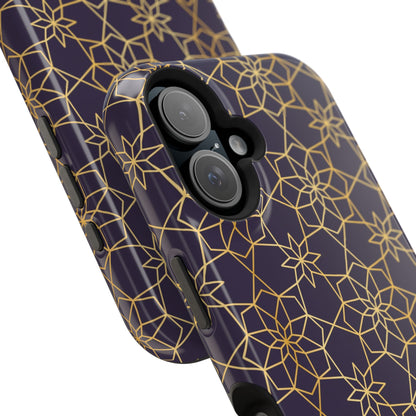 Gold and Purple Geometric Design Iphone Magnetic Tough Case