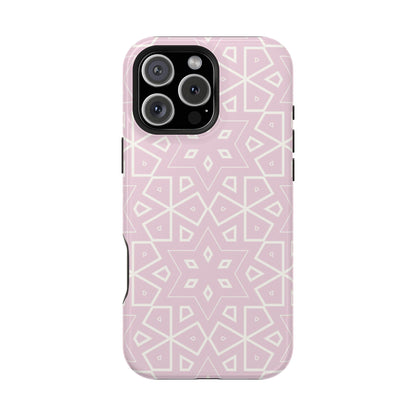 Pink and White Geometric Design Iphone Magnetic Tough Case