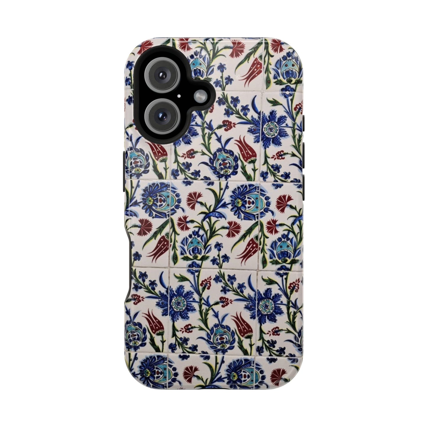 Blue ceramic Floral Design - Iphone Magnetic Tough Case
