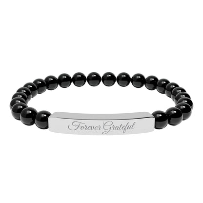 “Forever Grateful” Engraved -Natural Stone Bracelet