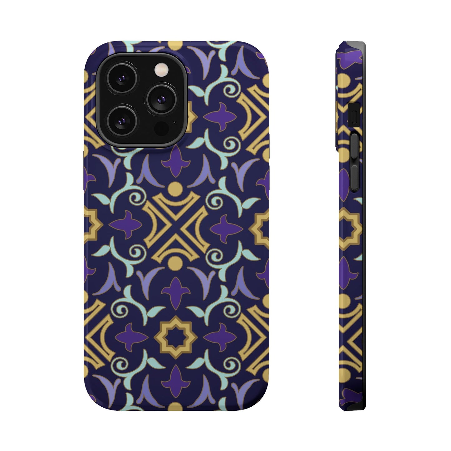 Geometric Purple and Gold Design Iphone Magnetic Tough Case