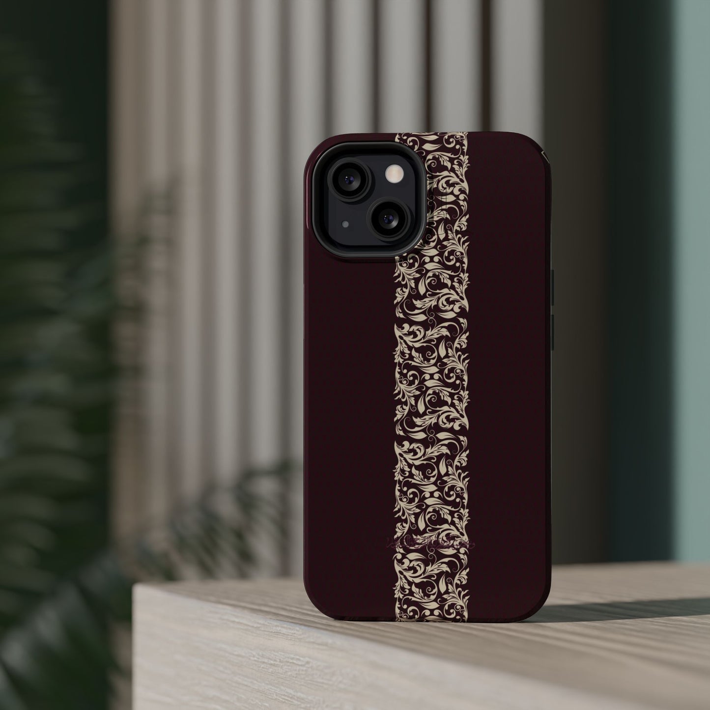 Red Dark and Beige geometric Design Iphone Magnetic Tough Case