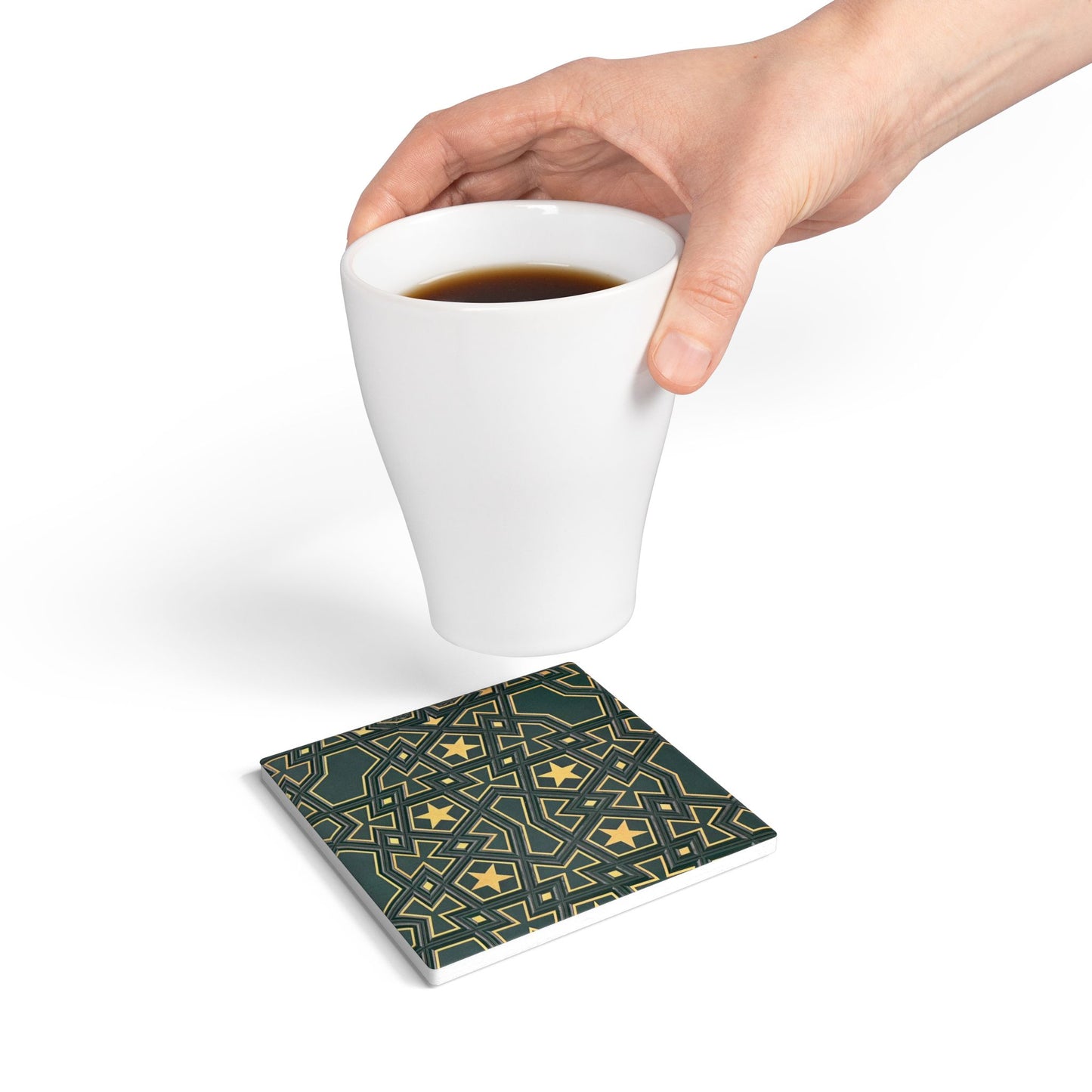 Masjid Al-Haram Pattern Ceramic Coaster, Stylish Drinkware, Home Decor, Gift for Housewarming, Coffee Table Accessory