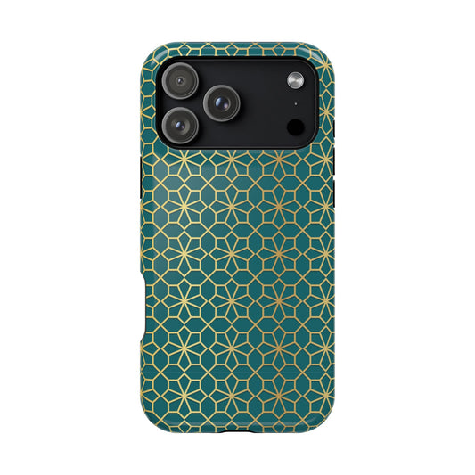 Gold and Green Flower Design - Iphone Magnetic Tough Case