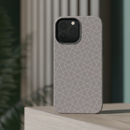 Beige and white geometric  Design - Iphone Magnetic Tough Case